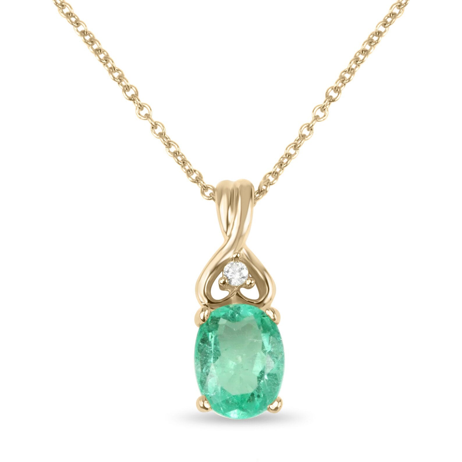 1.43 Karat Gelb Oder Weiß Solid Gold Natürliche Smaragd Oval Akzentuierte Diamant Anhänger 14K Echter Goldsmaragd Halskette 1.43 Karat Gelb Oder Weiß Solid Gold Natürliche Smaragd Oval Akzentuierte Diamant Anhänger 14K Echter Goldsmaragd Halskette von JRColombianEmeralds