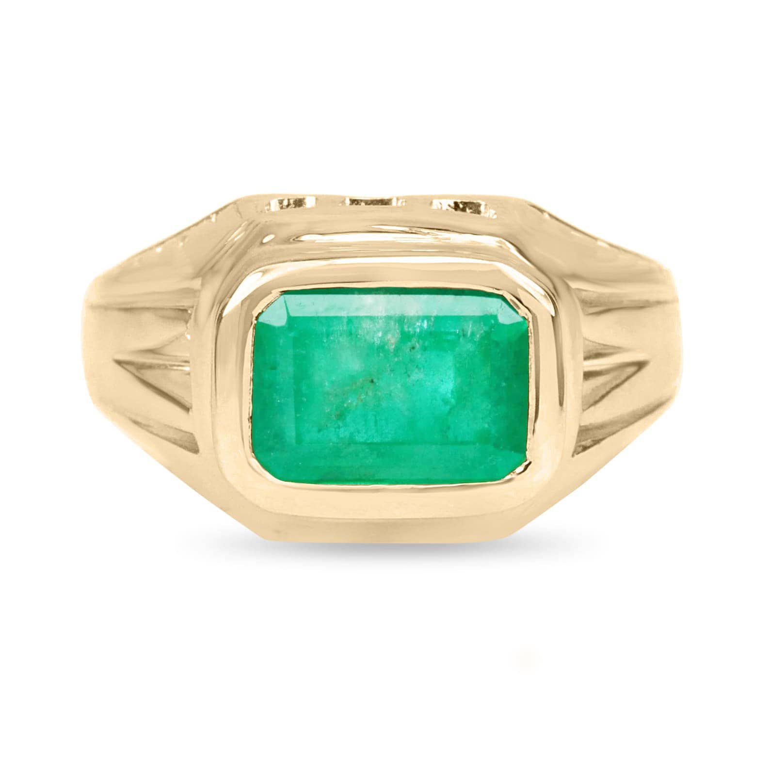 2.10 Carat Natural Square Cut Earth Mined Smaragd Herrenring Gelbgold 14K, Handgemachter Herren Solitär Grüner Smaragdring Pinky Ring 2.10 Carat Natural Square Cut Earth Mined Smaragd Herrenring Gelbgold 14K, Handgemachter Herren Solitär Grüner Smaragdring Pinky Ring von JRColombianEmeralds