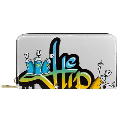 JRHEJTFZ Premium PU Leder Reisebrieftasche, minimalistische stilvolle Brieftasche für Männer und Frauen, Slim & Durable Karten & Bargeldhalter Graffiti Art Hip-Hop-Stil, Mehrfarbig: 10, von JRHEJTFZ