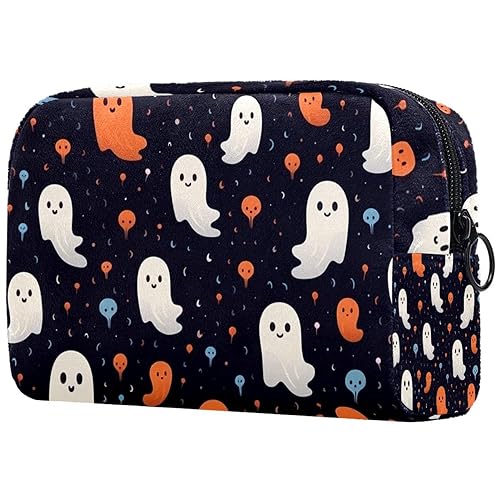 Kosmetiktasche mit Reißverschluss, geeignet für Damen, ideal für Reisen und den täglichen Gebrauch, Make-up-Organizer mit Fächern, Herren-Kulturbeutel, Halloween-Spinnennetz-Element-Muster, Mehrfarbig von JRHEJTFZ