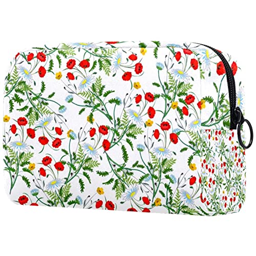 Kosmetiktasche mit Reißverschluss, geeignet für Damen, ideal für Reisen und den täglichen Gebrauch, Make-up-Organizer mit Fächern, Herren-Kulturbeutel, Retro-Blumen, Mehrfarbig 2, von JRHEJTFZ