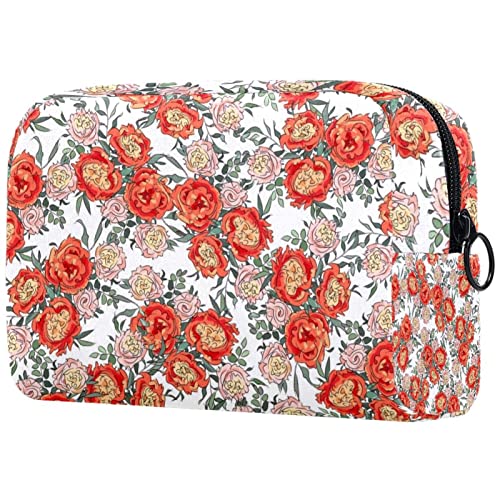 Kosmetiktasche mit Reißverschluss, geeignet für Damen, ideal für Reisen und den täglichen Gebrauch, Make-up-Organizer mit Fächern, Herren-Kulturbeutel, Retro-Blumen, Mehrfarbig 3, von JRHEJTFZ