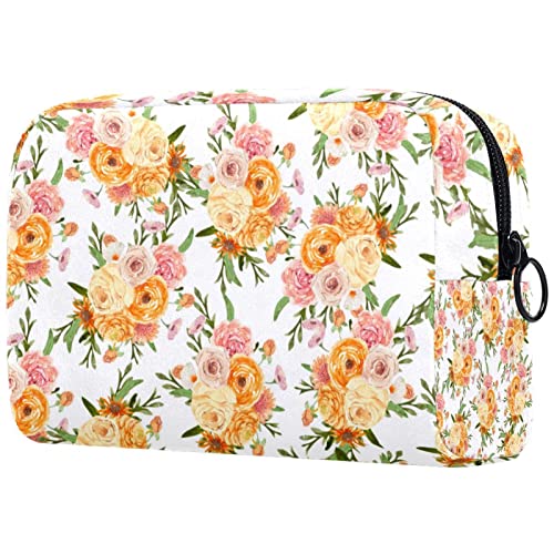 Kosmetiktasche mit Reißverschluss, geeignet für Damen, ideal für Reisen und den täglichen Gebrauch, Make-up-Organizer mit Fächern, Herren-Kulturbeutel, Retro-Blumen, Mehrfarbig 3, von JRHEJTFZ