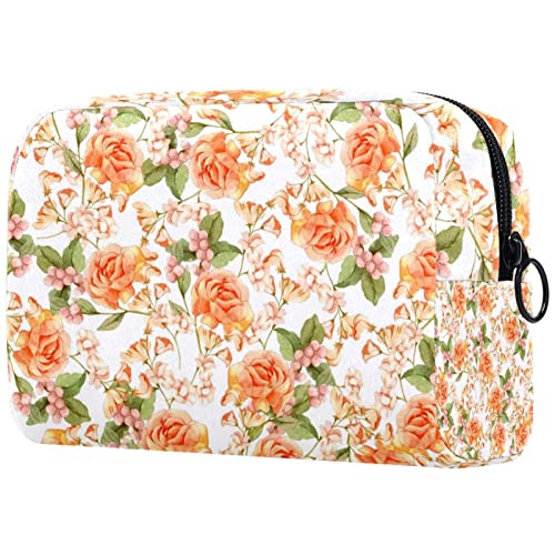 Kosmetiktasche mit Reißverschluss, geeignet für Damen, ideal für Reisen und den täglichen Gebrauch, Make-up-Organizer mit Fächern, Herren-Kulturbeutel, Retro-Blumen, Mehrfarbig 3, von JRHEJTFZ