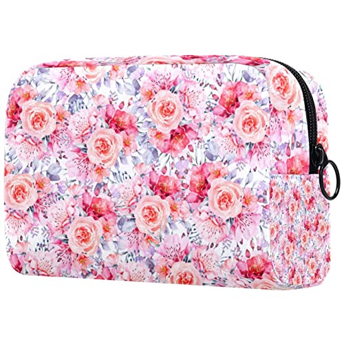 Kosmetiktasche mit Reißverschluss, geeignet für Damen, ideal für Reisen und den täglichen Gebrauch, Make-up-Organizer mit Fächern, Herren-Kulturbeutel, Retro-Blumen, Mehrfarbig5, von JRHEJTFZ