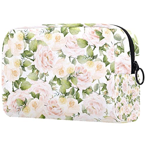 Kosmetiktasche mit Reißverschluss, geeignet für Damen, ideal für Reisen und den täglichen Gebrauch, Make-up-Organizer mit Fächern, Herren-Kulturbeutel, Retro-Vitalität, Blumenmuster, Mehrfarbig 3, von JRHEJTFZ