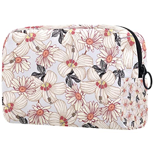 Kosmetiktasche mit Reißverschluss, geeignet für Damen, ideal für Reisen und den täglichen Gebrauch, Make-up-Organizer mit Fächern, Kulturbeutel für Herren, Blumenmuster, Mehrfarbig4, von JRHEJTFZ