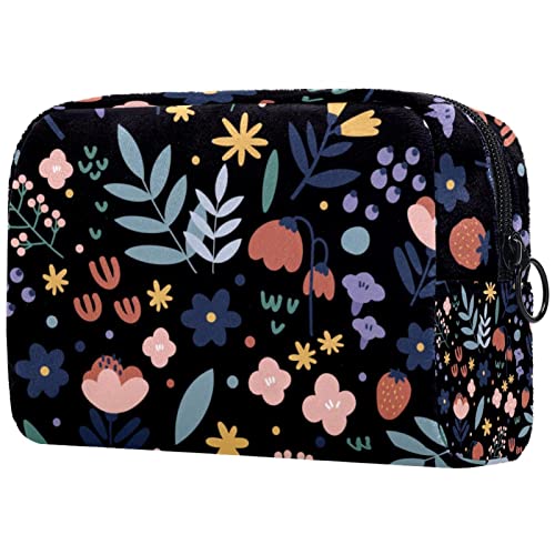 Kosmetiktasche mit Reißverschluss, geeignet für Damen, ideal für Reisen und den täglichen Gebrauch, Make-up-Organizer mit Fächern, Kulturbeutel für Herren, Blumenpflanze, Mehrfarbig1, von JRHEJTFZ