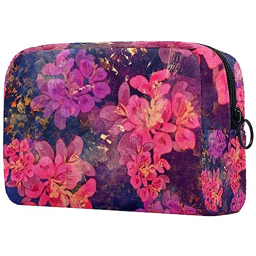 Kosmetiktasche mit Reißverschluss, geeignet für Damen, ideal für Reisen und den täglichen Gebrauch, Make-up-Organizer mit Fächern, Kulturbeutel für Herren, Chrysanthemen-Silhouetten, Mehrfarbig5, von JRHEJTFZ