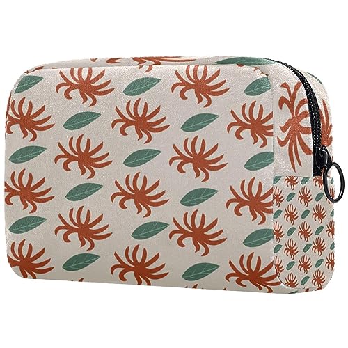 Kosmetiktasche mit Reißverschluss, geeignet für Damen, ideal für Reisen und den täglichen Gebrauch, Make-up-Organizer mit Fächern, Kulturbeutel für Herren, Chrysanthemen-Silhouetten, Mehrfarbig1, von JRHEJTFZ