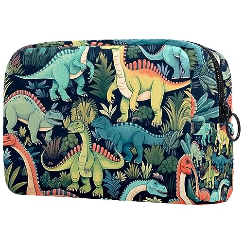 Kosmetiktasche mit Reißverschluss, geeignet für Damen, ideal für Reisen und den täglichen Gebrauch, Make-up-Organizer mit Fächern, Kulturbeutel für Herren, Dinosaurier-Element-Muster, Mehrfarbig5, von JRHEJTFZ