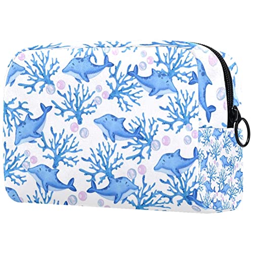 Kosmetiktasche mit Reißverschluss, geeignet für Damen, ideal für Reisen und den täglichen Gebrauch, Make-up-Organizer mit Fächern, Kulturbeutel für Herren, Koralle und Fische, Mehrfarbig1, von JRHEJTFZ