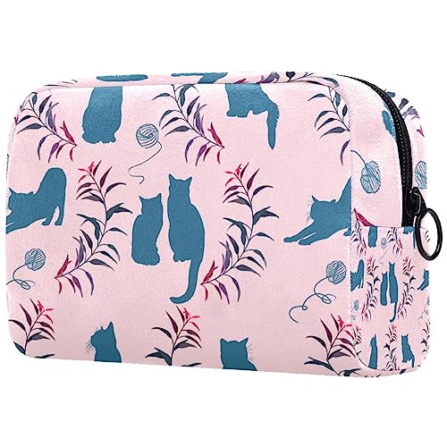 Kosmetiktasche mit Reißverschluss, geeignet für Damen, ideal für Reisen und den täglichen Gebrauch, Make-up-Organizer mit Fächern, Kulturbeutel für Herren, Tier-Silhouetten, Schmetterlinge, Mehrfarbig von JRHEJTFZ