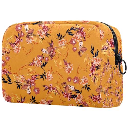 Kosmetiktasche mit Reißverschluss, geeignet für Damen, ideal für Reisen und den täglichen Gebrauch, Make-up-Organizer mit Fächern, Kulturbeutel für Herren, kleine Blume, Mehrfarbig4, von JRHEJTFZ