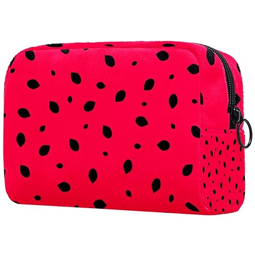 Kosmetiktasche mit Reißverschluss, geeignet für Damen, ideal für Reisen und den täglichen Gebrauch, Make-up-Organizer mit Fächern, Kulturbeutel für Herren, niedliche rosa Wassermelone, Mehrfarbig4, von JRHEJTFZ