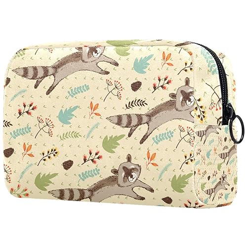 Kosmetiktasche mit Reißverschluss, geeignet für Damen, ideal für Reisen und den täglichen Gebrauch, Make-up-Organizer mit Fächern, Kulturbeutel für Herren, niedlicher laufender Waschbär, Mehrfarbig1, von JRHEJTFZ