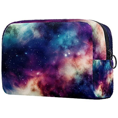 Kosmetiktasche mit Reißverschluss, geeignet für Damen, ideal für Reisen und den täglichen Gebrauch, Make-up-Organizer mit Fächern, Kulturbeutel für Herren, psychedelisches Sternenhimmel-Muster, von JRHEJTFZ