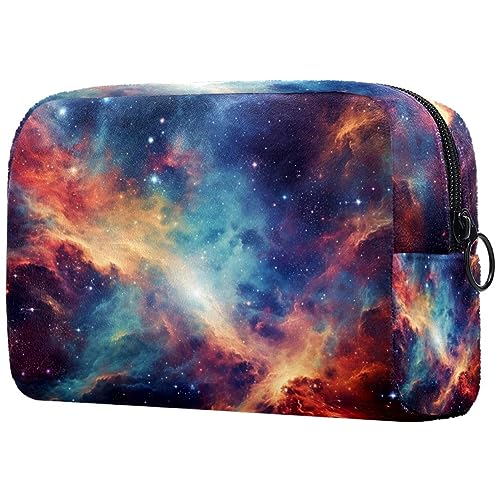 Kosmetiktasche mit Reißverschluss, geeignet für Damen, ideal für Reisen und den täglichen Gebrauch, Make-up-Organizer mit Fächern, Kulturbeutel für Herren, psychedelisches Sternenhimmel-Muster, von JRHEJTFZ