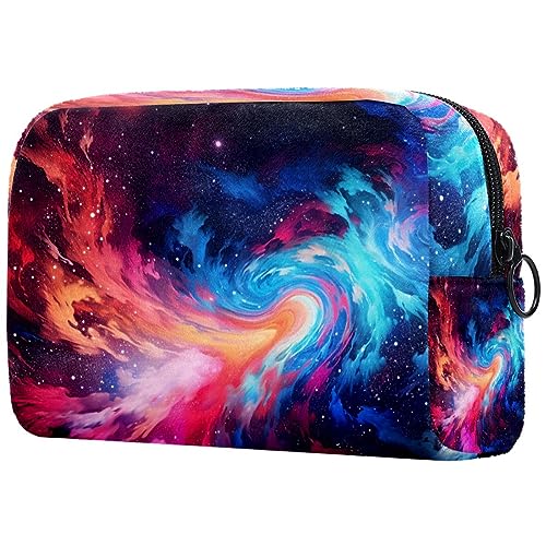 Kosmetiktasche mit Reißverschluss, geeignet für Damen, ideal für Reisen und den täglichen Gebrauch, Make-up-Organizer mit Fächern, Kulturbeutel für Herren, psychedelisches Sternenhimmel-Muster, von JRHEJTFZ