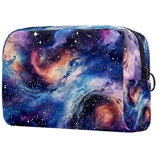 Kosmetiktasche mit Reißverschluss, geeignet für Damen, ideal für Reisen und den täglichen Gebrauch, Make-up-Organizer mit Fächern, Kulturbeutel für Herren, psychedelisches Sternenhimmel-Muster, von JRHEJTFZ