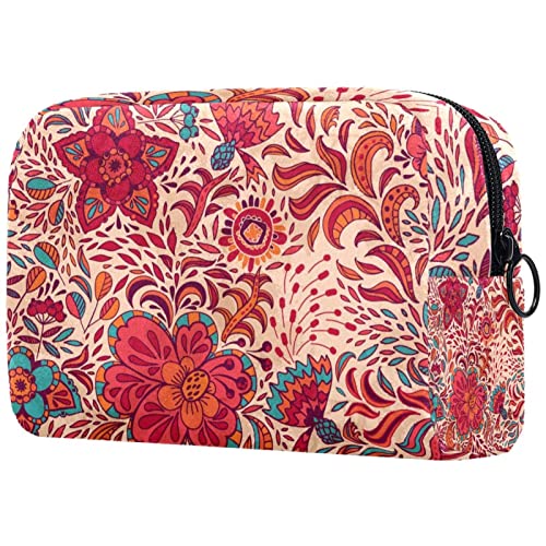 Kosmetiktasche mit Reißverschluss, geeignet für Damen, ideal für Reisen und den täglichen Gebrauch, Make-up-Organizer mit Fächern, Kulturbeutel für Herren, rosa Blumen, Mehrfarbig 2, von JRHEJTFZ