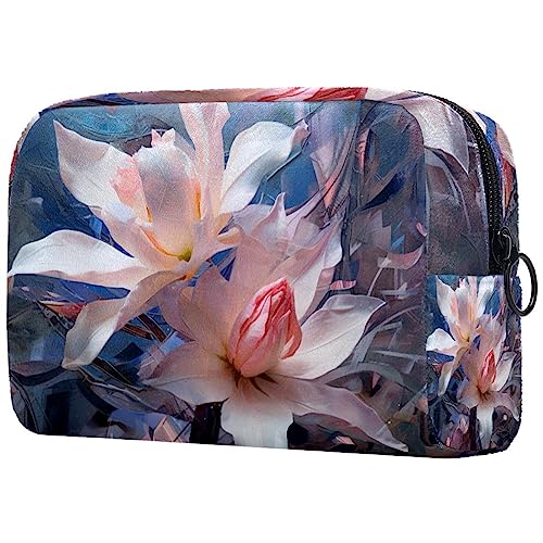 Kosmetiktasche mit Reißverschluss, geeignet für Damen, ideal für Reisen und den täglichen Gebrauch, Make-up-Organizer mit Fächern, Kulturbeutel für Herren – hübscher Druck – Blumen, Mehrfarbig5, von JRHEJTFZ