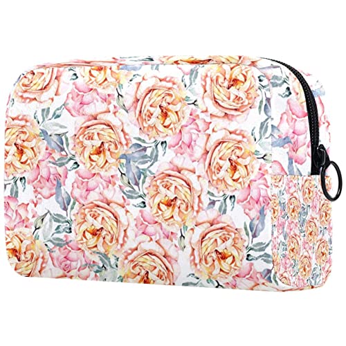 Kosmetiktasche mit Reißverschluss, geeignet für Damen, ideal für Reisen und den täglichen Gebrauch, Make-up-Organizer mit Fächern, Kulturbeutel für Herren – wunderschöne Rose, Mehrfarbig1, von JRHEJTFZ