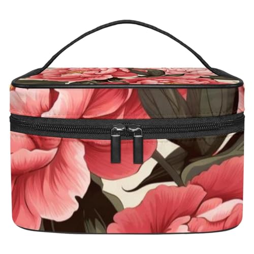 Kosmetiktasche mit Reißverschluss – leicht, große Kapazität, Make-up-Organizer, gedrucktes Design, perfekt für Damen und Mädchen, Friedenszeichen Blume, Mehrfarbig 7, 22.5x15x13.8cm/8.9x5.9x5.4in, von JRHEJTFZ