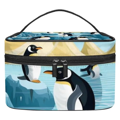 Kosmetiktasche mit Reißverschluss – leicht, große Kapazität, Make-up-Organizer, gedrucktes Design, perfekt für Damen und Mädchen, lustige Pinguine, Mehrfarbig 7, 22.5x15x13.8cm/8.9x5.9x5.4in, von JRHEJTFZ