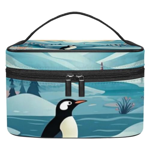 Kosmetiktasche mit Reißverschluss – leicht, große Kapazität, Make-up-Organizer, gedrucktes Design, perfekt für Damen und Mädchen, lustige Pinguine, Mehrfarbig 8, 22.5x15x13.8cm/8.9x5.9x5.4in, von JRHEJTFZ