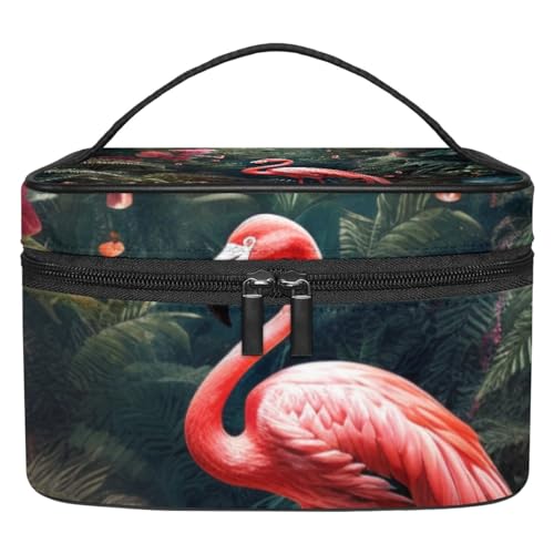 Kosmetiktasche mit Reißverschluss – leicht, große Kapazität, Make-up-Organizer, gedrucktes Design, perfekt für Damen und Mädchen, tropische Pflanzenblätter Muster, Mehrfarbig4, von JRHEJTFZ