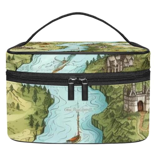 Kosmetiktasche mit Reißverschluss – leicht, große Kapazität, Make-up-Organizer, gedrucktes Design – perfekt für Damen und Mädchen, Bohemia-Druck, Cartoon, Mehrfarbig 6, 22.5x15x13.8cm/8.9x5.9x5.4in, von JRHEJTFZ