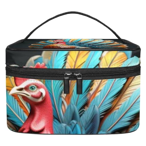 Kosmetiktasche mit Reißverschluss – leicht, große Kapazität, Make-up-Organizer, gedrucktes Design – perfekt für Damen und Mädchen, Thanksgiving Kürbis, Mehrfarbig 6, 22.5x15x13.8cm/8.9x5.9x5.4in, von JRHEJTFZ