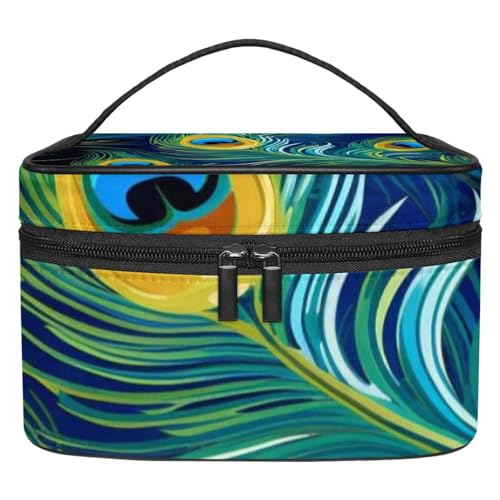 Kosmetiktasche mit Reißverschluss – leicht, großes Fassungsvermögen, Make-up-Organizer, gedrucktes Design, perfekt für Damen und Mädchen, Aquarell-Weiß mit Blumenmuster, Mehrfarbig 3, von JRHEJTFZ