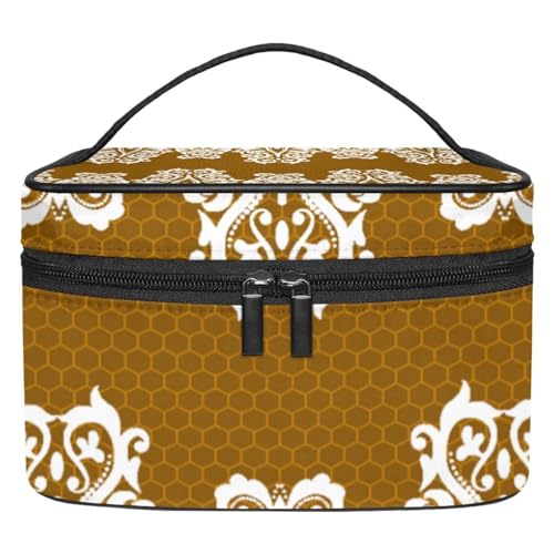 Stilvolle Kosmetiktasche – Große Kapazität Make-up Fall für Damen und Mädchen – Ausflüge und Reisen Notwendigkeiten – Ideal für Toilettenartikel Aufbewahrungsbox Mandala Ornament Blumenmuster, von JRHEJTFZ