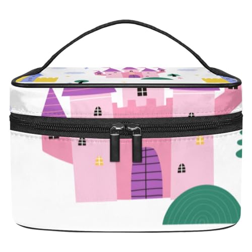 Stilvolle Kosmetiktasche – große Kapazität Make-up-Tasche für Damen und Mädchen – Ausflüge und Reisebedarf – ideal für Toilettenartikel, Aufbewahrungsbox mit magischem Cartoon-Schloss, Mehrfarbig5, von JRHEJTFZ