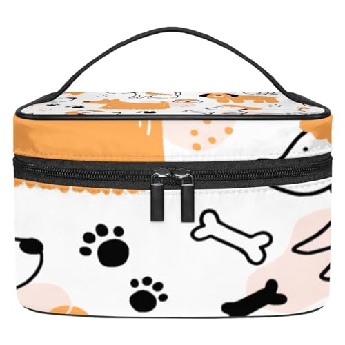 Stilvolle Kosmetiktasche – große Kapazität Make-up-Tasche für Damen und Mädchen – Ausflüge und Reisebedarf – ideal für Toilettenartikel Aufbewahrungsbox Cartoon Doodle Hund Druck Tier, Mehrfarbig1, von JRHEJTFZ