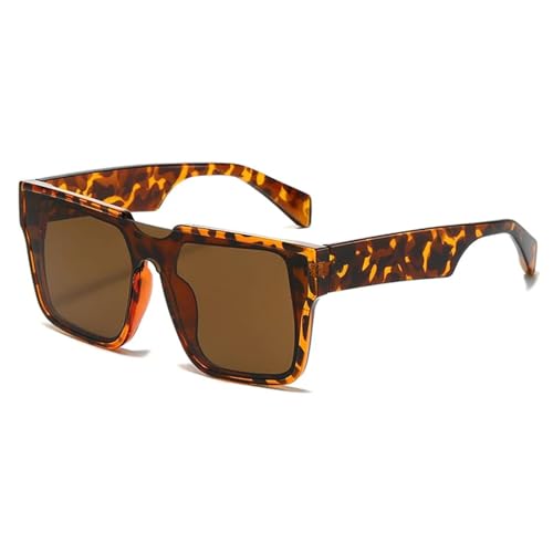 JRLLFD Klassische Sonnenbrille für Damen und Herren, modisch, luxuriös, großer Rahmen, fürs Autofahren im Freien, UV400 (Leopardenbraun) von JRLLFD