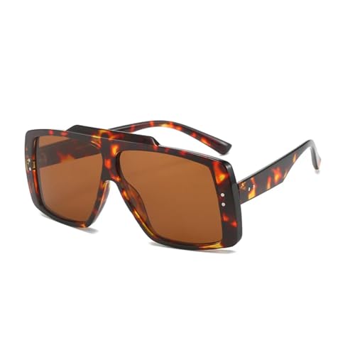 JRLLFD Klassische Sonnenbrille für Damen und Herren, modisch, luxuriös, großer Rahmen für Damen im Freien, Autofahren, UV400 (Leopardenbraun) von JRLLFD