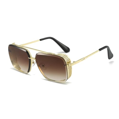 JRLLFD Klassische Sonnenbrille für Herren und Damen, modisch, Metall, für draußen, Autofahren, Angeln, UV400 (Goldbraun) von JRLLFD