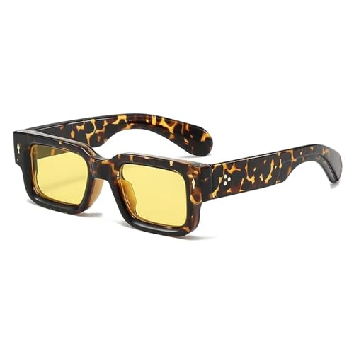 JRLLFD Kleine Sonnenbrille Damen Herren Luxus Männlich Weiblich UV400 Retro (Leopardengelb) von JRLLFD