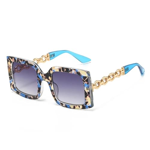 JRLLFD Legierung Kette Bein Sonnenbrille Frauen Luxus Gradient Weiblich Uv400 (blau) von JRLLFD
