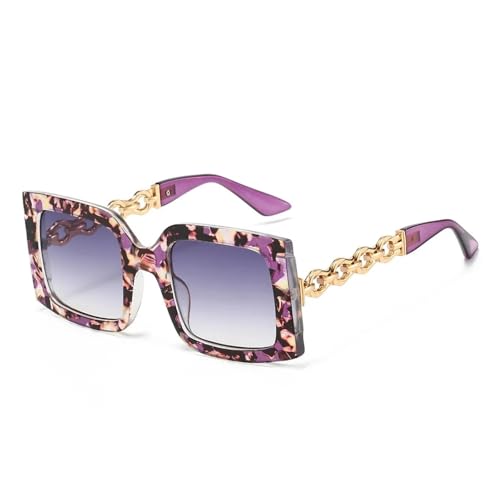 JRLLFD Legierung Kette Bein Sonnenbrille Frauen Luxus Gradient Weiblich Uv400 (lila) von JRLLFD