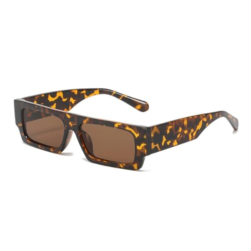 JRLLFD Modische klassische Sonnenbrille für Herren und Damen, luxuriös, kleine Rahmen für Damen im Freien, UV400 (Leopardenbraun) von JRLLFD