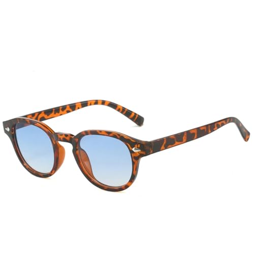 JRLLFD Modische kleine ovale Sonnenbrille für Damen und Herren, Retro, Luxus, Nieten, für Damen im Freien, UV400 (Farbverlauf Blau) von JRLLFD