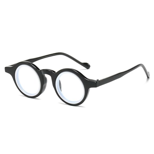 JRLLFD Modische kleine runde Doppelfarbe Damen Brillengestell Retro Punk Männer klare Linse (1) von JRLLFD