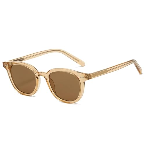 JRLLFD Modische ovale Damen-Sonnenbrille im Retro-Stil mit Nieten, dunkelgrüne Farbtöne, UV400 (Champagnertee) von JRLLFD