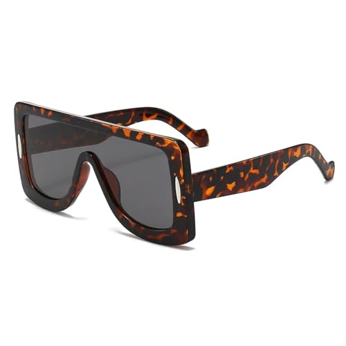 JRLLFD Punk One Piece Sonnenbrille Damen Herren Luxus UV400 (Leopardenschwarz) von JRLLFD