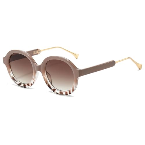 JRLLFD Punk Runde Sonnenbrille Damen Mode Farbverlauf Weiblich Retro Leopard Shades Uv400 (5) von JRLLFD