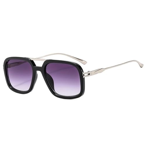 JRLLFD Retro Doppelstege Herren Sonnenbrillen Shades UV400 Fashion Gradient Damen (Schwarz Grau Farbverlauf) von JRLLFD